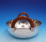 Modernist Silverplate Bowl Rounded Wood Handles by Plata Lappas Argentina #9220