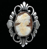 Sterling Kalo Shell Cameo Pin Jewelry Handwrought by Bjarne Axness (#J6836)