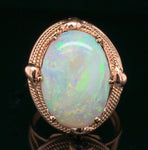 14k Rose Gold Handwrought Ring with a Large 6.05 Carat Australian Opal (#J6577)