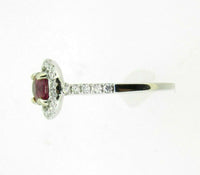 14k White Gold .93ct Genuine Natural Ruby Ring with Diamond Halo (#J5093)