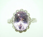 14k Gold Oval 6.95ct Genuine Natural Kunzite Ring with Diamond Halo (#J4453)