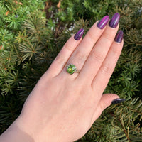 14k White Gold 3.24 Carat Cushion Cut Genuine Natural Peridot Ring (#J6551)