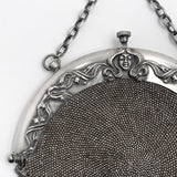 Art Nouveau Figural Silverplate Purse with Chatelaine Clip and Beading (#J4251)