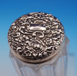 Sterling Silver and Ribbed Glass Dresser Jar with Flowers 1 3/8" x 7" (#9155)