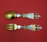 Christmas by A. Michelsen Sterling Silver Fork and Spoon Set 2pc 1921 Boat