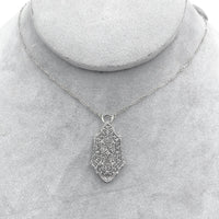 12k and 14k White Gold Genuine Natural Diamond Filigree Pendant w/Chain (#J7189)