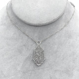 12k and 14k White Gold Genuine Natural Diamond Filigree Pendant w/Chain (#J7189)