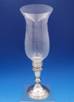 Woodward and Lothrop Sterling Glass Hurricane Lamp Candlestick Pair #47 #8072