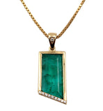 14k Yellow Gold 5.97 Carat Genuine Natural Emerald Pendant w/Diamonds GIA #J7590