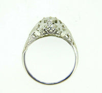 Art Deco 18K White Gold Filigree .35ct Genuine Natural Diamond Ring (#J4492)