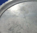 Chinese Sterling Silver Serving Plate with Chrysanthemum Bird Dragonfly (#6194)