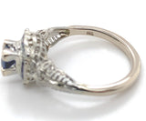 14k Art Deco Filigree .57ct Sapphire Ring w/Lab-Created Accent Stones (#J6806)