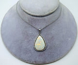 14k Gold 5.67ct Pear Genuine Natural Opal Pendant with .16ct Diamonds (#J3427)