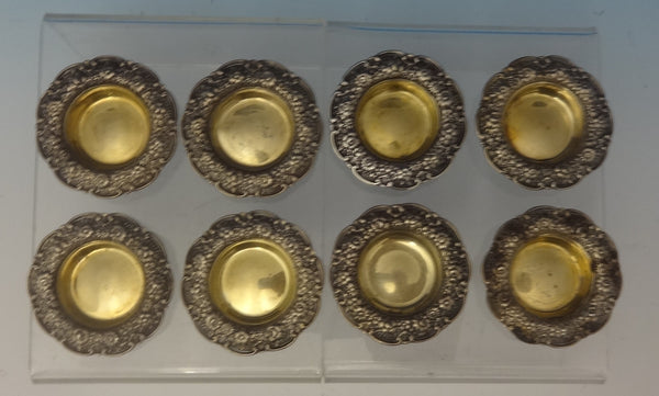 Tiffany & Co. Sterling Silver Salt Dips (Set of 8) Repoussed Floral Motif #0676