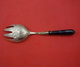 Cobalt Dresden German Silver Buffet Fork Gold Washed Fancy 9 5/8" Floral