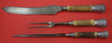 Antler Handle by Various Maker Roast Carving Set 3-pc w/Silver Ferrule knife 16"