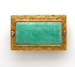 14k Gold Aventurine Quartz Pin Victorian Hand Engraved Diamond Accents (#J6252)