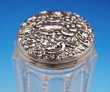 Sterling Silver and Ribbed Glass Dresser Jar with Flowers 1 3/8" x 7" (#9155)