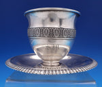 French Sterling Silver Cup and Saucer 2pc GW Winged Cherub Applied Border #8422