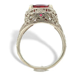 14k White Gold 4 Carat Genuine Natural Rubellite Filigree Ring 7.25 (#J7553)