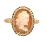 18k Yellow Gold Swedish Genuine Natural Shell Cameo Ring Jewelry (#J7514)