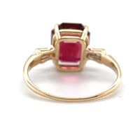 14k Gold Asscher Cut 4.45ct Genuine Natural Raspberry Tourmaline Ring (#J5842)