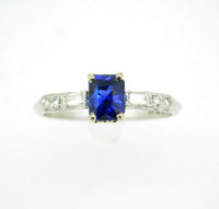 Platinum 1.05ct Blue Genuine Natural Sapphire and Diamond Ring (#J5052)