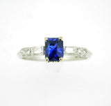 Platinum 1.05ct Blue Genuine Natural Sapphire and Diamond Ring (#J5052)