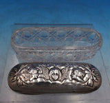 English Estate Sterling Silver and Cut Glass Dresser Box Cherubs c.1904 (#6752)