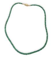 40 Carat TW Genuine Natural Emerald Faceted Bead Necklace w/14k Clasp 16" #J7236