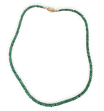 40 Carat TW Genuine Natural Emerald Faceted Bead Necklace w/14k Clasp 16" #J7236