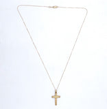 14k Yellow Gold Cross Pendant with Engraved Design and Chain Jewelry (#J6228)