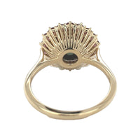 14k White Gold 9.5mm Black Tahitian Pearl and Raspberry Sapphire Ring (#J7019)
