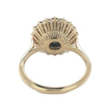 14k White Gold 9.5mm Black Tahitian Pearl and Raspberry Sapphire Ring (#J7019)