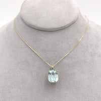14k Yellow Gold 6.78 Carat Antique Cushion Cut Genuine Aquamarine Pendant #J6730