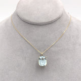 14k Yellow Gold 6.78 Carat Antique Cushion Cut Genuine Aquamarine Pendant #J6730