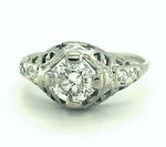 14k White Gold .78ct Genuine Natural Diamond Filigree Ring (#J5326)