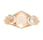 14k Yellow Gold Three-Stone Genuine Natural Moonstone Ring Size 6 (#J6926)