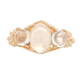 14k Yellow Gold Three-Stone Genuine Natural Moonstone Ring Size 6 (#J6926)