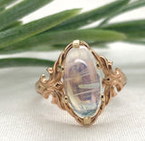 10k Rose Gold 3.70ct Genuine Natural Moonstone Ring Size 7 Jewelry (#J5841)