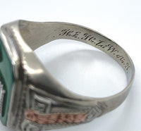 10k Gold Green Genuine Natural Onyx / Chrysoprase Men's Ring with Mono (#J6217)