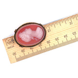 14k Gold Genuine Natural Hard Stone Carnelian Agate Cameo Pin Pendant (#J5133)
