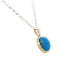 14k 3.50 Carat Ithaca Peak Very Blue Genuine Turquoise Pendant w/ Chain (#J7256)