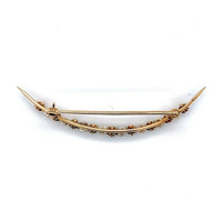 14k Yellow Gold Montana Sapphire and Pearl Crescent Pin (#J5469)