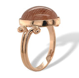 14k Rose Gold 7.22 Carat Oval Cabochon Cut Oregon Genuine Sunstone Ring (#J7536)