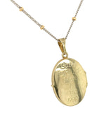 14k White Yellow Gold Locket w/18" 14k White Gold Chain Yellow Gold Beads #J7354