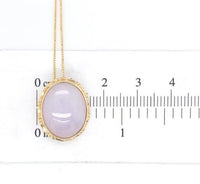 14k Yellow Gold Light Lavender Jade Jadeite Pendant with Box Chain (#J6659)