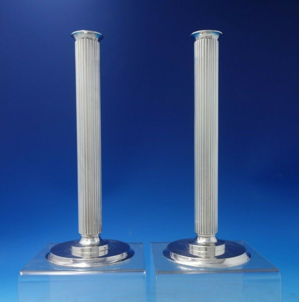 Bernadotte by Georg Jensen Sterling Silver Candlestick Pair #855B 10" x 4" #6303