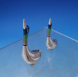 Italian Sterling Silver Figurine Pair of Geese with Enamel 1.1 ozt. (#7242)