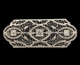 Art Deco 14k Wide Filigree Brooch Pin w/ Three Genuine Natural Diamonds (#J6957)